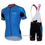 2016 Abbigliamento Ciclismo Castelli Nero e Celeste Manica Corta e Salopette