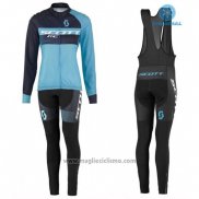 2016 Abbigliamento Ciclismo Donne Scott Blu e Nero Manica Lunga e Salopette