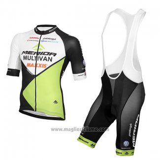 2016 Abbigliamento Ciclismo Multivan Merida Verde e Bianco Manica Corta e Salopette