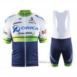 2016 Abbigliamento Ciclismo Orica GreenEDGE Bianco e Blu Manica Corta e Salopette