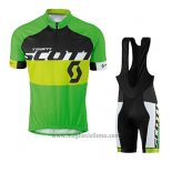 2016 Abbigliamento Ciclismo Scott Giallo e Verde Manica Corta e Salopette