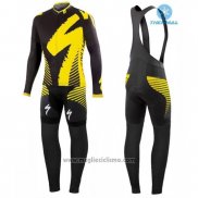 2016 Abbigliamento Ciclismo Specialized Nero e Giallo Manica Lunga e Salopette