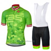 2017 Abbigliamento Ciclismo Castelli Aceso Verde Manica Corta e Salopette