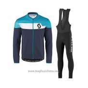 2017 Abbigliamento Ciclismo Scott Blu Manica Lunga e Salopette