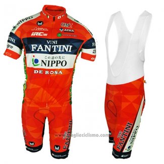 2017 Abbigliamento Ciclismo Vini Fantini Arancione Manica Corta e Salopette