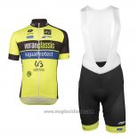 2017 Abbigliamento Ciclismo Wb Verlanclassics Aquality Project Verde e Nero Manica Corta e Salopette