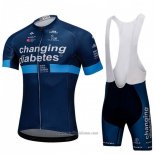 2018 Abbigliamento Ciclismo Changing Diabetes Blu Manica Corta e Salopette