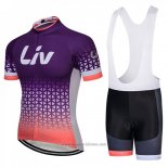 2018 Abbigliamento Ciclismo Liv Scuro Viola Manica Corta e Salopette