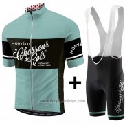 2018 Abbigliamento Ciclismo Morvelo Verde e Nero Manica Corta e Salopette