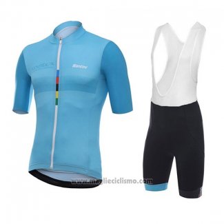 2018 Abbigliamento Ciclismo Santini Skull Blu Manica Corta e Salopette