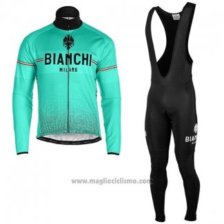 2019 Abbigliamento Ciclismo Bianchi Milano XD Blu Grigio Manica Lunga e Salopette