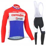 2019 Abbigliamento Ciclismo Corendon Circus Rosso Bianco Azul Manica Lunga e Salopette