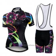 2019 Abbigliamento Ciclismo Donne Weimostar Nero Rosa Verde Manica Corta e Salopette