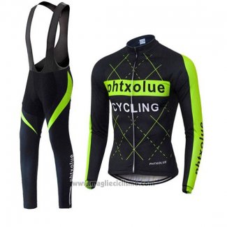 2019 Abbigliamento Ciclismo Phtxolue Nero Verde Manica Lunga e Salopette