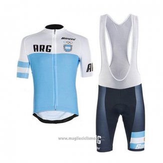 2020 Abbigliamento Ciclismo Argentina Bianco Blu Manica Corta e Salopette