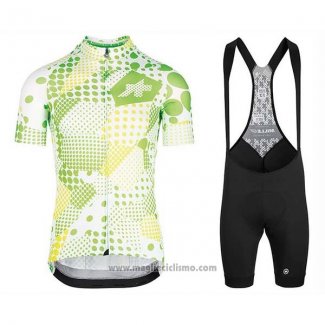 2020 Abbigliamento Ciclismo Assos Erlkoenig Verde Bianco Manica Corta e Salopette