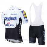 2020 Abbigliamento Ciclismo Deceuninck Quick Step Bianco Nero Manica Corta e Salopette