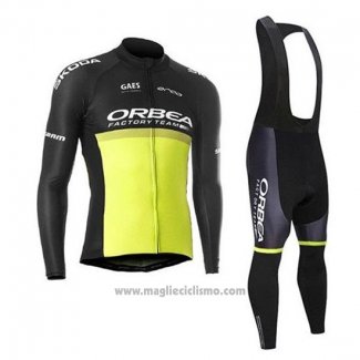 2020 Abbigliamento Ciclismo Orbea Nero Giallo Manica Lunga e Salopette