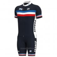 2021 Abbigliamento Ciclismo Francia Spento Blu Manica Corta e Salopette