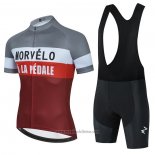 2021 Abbigliamento Ciclismo Morvelo Rosso Bianco Grigio Manica Corta e Salopette