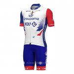 2022 Abbigliamento Ciclismo Groupama FDJ Rosso Blu Manica Corta e Salopette