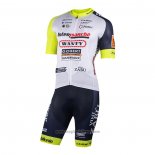 2022 Abbigliamento Ciclismo Wanty-Gobert Cycling Team Bianco Blu Manica Corta e Salopette