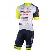 2022 Abbigliamento Ciclismo Wanty-Gobert Cycling Team Bianco Blu Manica Corta e Salopette