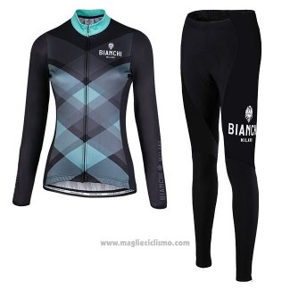 Abbigliamento Ciclismo Donne Bianchi Milano Cornedo Nero Blu Manica Lunga e Salopette