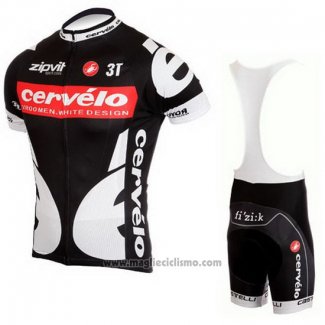 2010 Abbigliamento Ciclismo Castelli Cervelo Bianco e Nero Manica Corta e Salopette