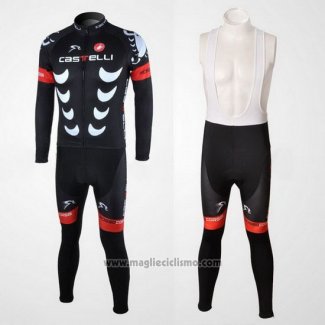 2010 Abbigliamento Ciclismo Castelli Nero e Bianco Manica Lunga e Salopette