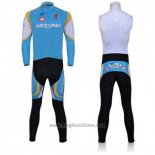 2011 Abbigliamento Ciclismo Astana Celeste Manica Lunga e Salopette