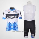 2011 Abbigliamento Ciclismo Garmin Cervelo Blu e Bianco Manica Corta e Salopette