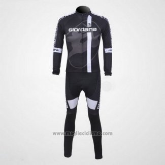 2011 Abbigliamento Ciclismo Giordana Nero e Bianco Manica Lunga e Salopette