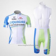 2011 Abbigliamento Ciclismo Liquigas Cannondale Bianco e Verde Manica Corta e Salopette