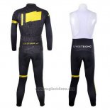 2012 Abbigliamento Ciclismo Livestrong Nero e Giallo Manica Lunga e Salopette