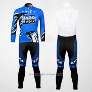 2012 Abbigliamento Ciclismo Saxo Bank Blu e Nero Manica Lunga e Salopette