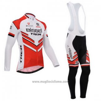 2014 Abbigliamento Ciclismo Bissell Bianco e Rosso Manica Lunga e Salopette