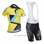 2014 Abbigliamento Ciclismo Scott Nero e Giallo Manica Corta e Salopette