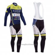 2014 Abbigliamento Ciclismo Vini Fantini Verde e Blu Manica Lunga e Salopette