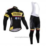 2015 Abbigliamento Ciclismo Colombia Nero e Giallo Manica Lunga e Salopette