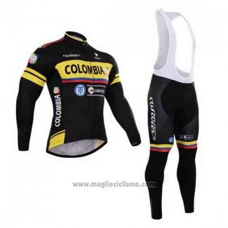 2015 Abbigliamento Ciclismo Colombia Nero e Giallo Manica Lunga e Salopette