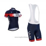 2015 Abbigliamento Ciclismo IAM Blu Manica Corta e Salopette