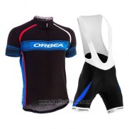 2015 Abbigliamento Ciclismo Orbea Nero e Celeste Manica Corta e Salopette