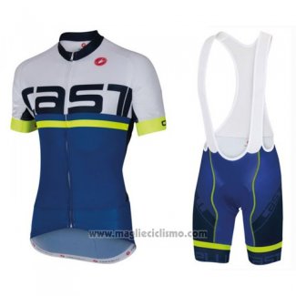 2016 Abbigliamento Ciclismo Castelli Blu Bianco Manica Corta e Salopette