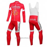 2016 Abbigliamento Ciclismo Cofidis Bianco e Rosso Manica Lunga e Salopette