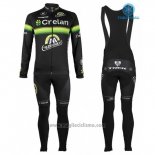 2016 Abbigliamento Ciclismo Crelan AA Verde e Bianco Manica Lunga e Salopette