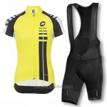 2016 Abbigliamento Ciclismo Donne Assos Nero e Giallo Manica Corta e Salopette