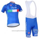 2016 Abbigliamento Ciclismo Italia Bianco e Blu Manica Corta e Salopette