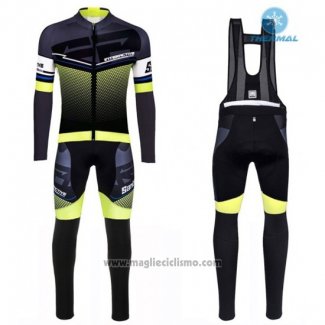 2016 Abbigliamento Ciclismo Santini Giallo e Nero Manica Lunga e Salopette