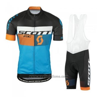 2016 Abbigliamento Ciclismo Scott Blu e Nero Manica Corta e Salopette